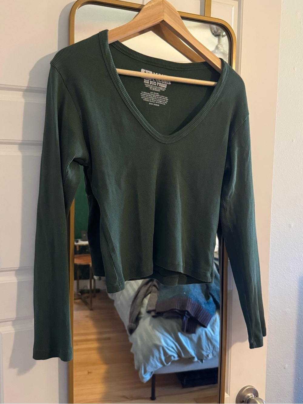 Big Bud Press Forest Green Long Sleeve Ribbed Top